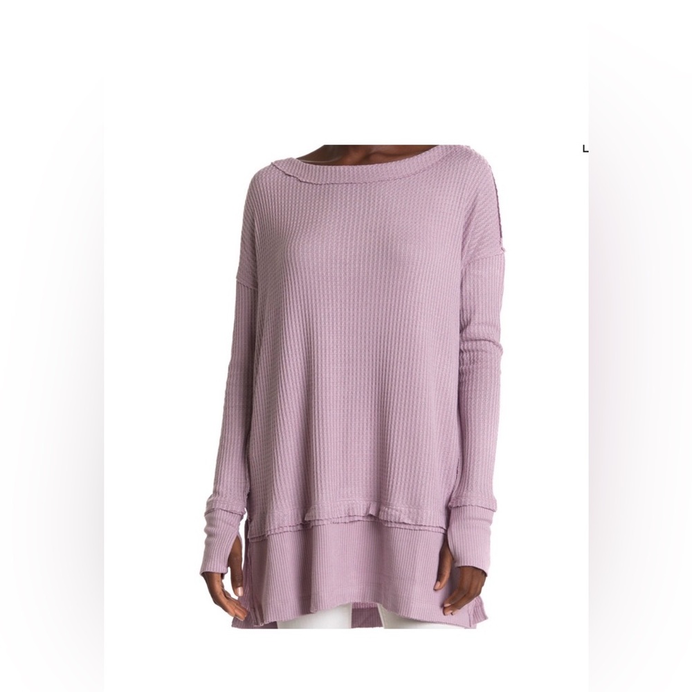 Free People North Shore Thermal Knit Lilac Tunic Top